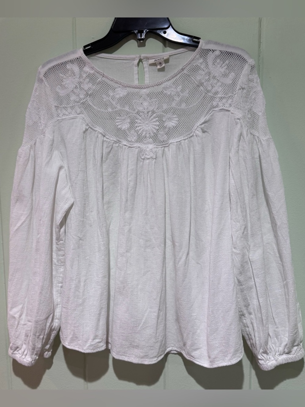 a.n.a A New Approach Peasant Style Boho Blouse Top Long Sleeve Lace Neckline XL